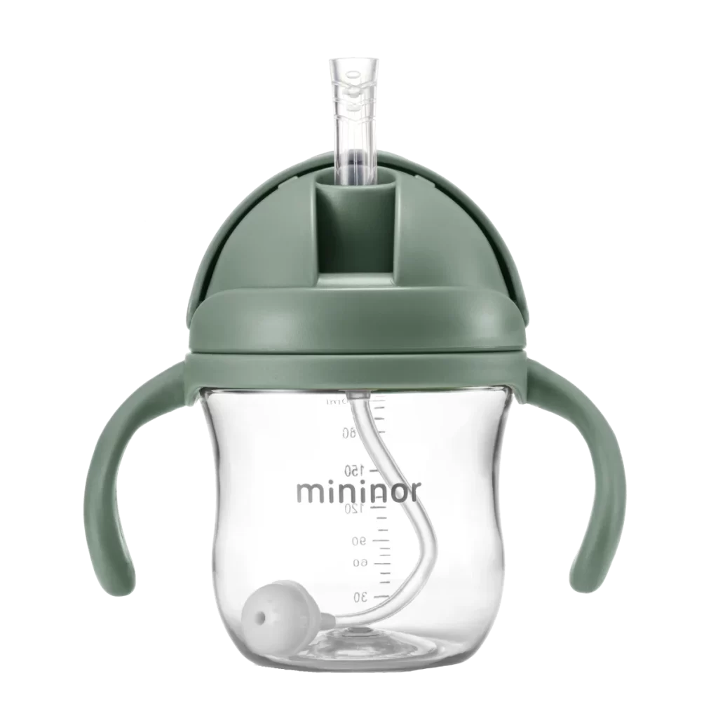 Mininor | Plastična steklenička s slamico, Willow Green, 220ml