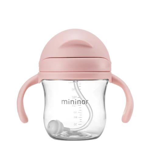 Mininor | Plastična steklenička s slamico, Rose, 220ml