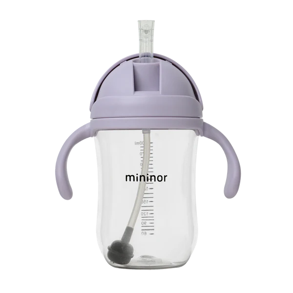 Mininor | Plastična steklenička s slamico, Lilac Flower, 330ml