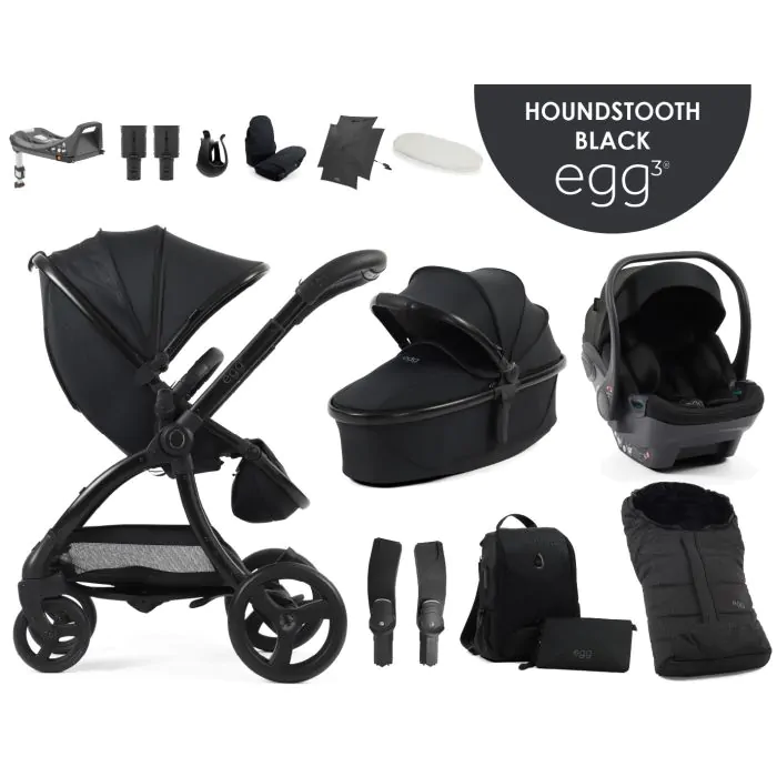 egg3® | Voziček 12v1, Special Edition Houndstooth Black