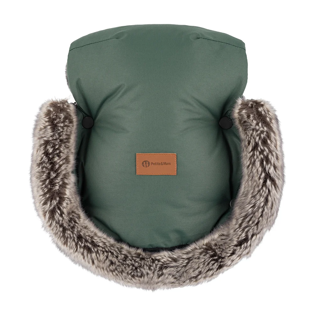 Petite&Mars | Rokavice za voziček Furry, Veritable Khaki