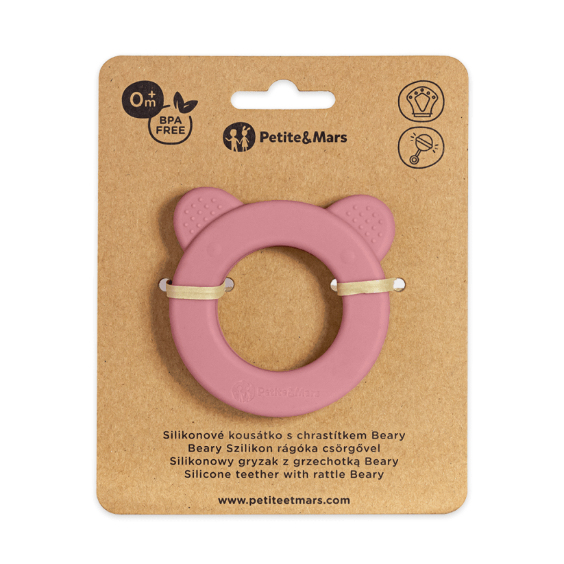 Petite & Mars | Silikonsko grizalo Beary, 0m+