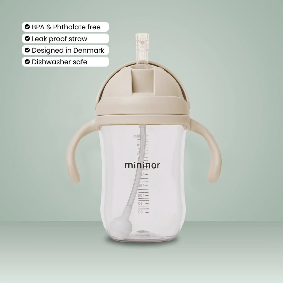 Mininor | Plastična steklenička s slamico, Cloudy Morning, 330ml